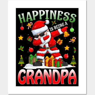 Happiness Is Being A Grandpa Santa Christmas Posters and Art